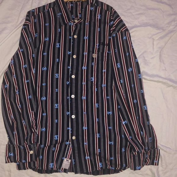 Phat Farm button down striped graphic shirt - Picture 1 of 4